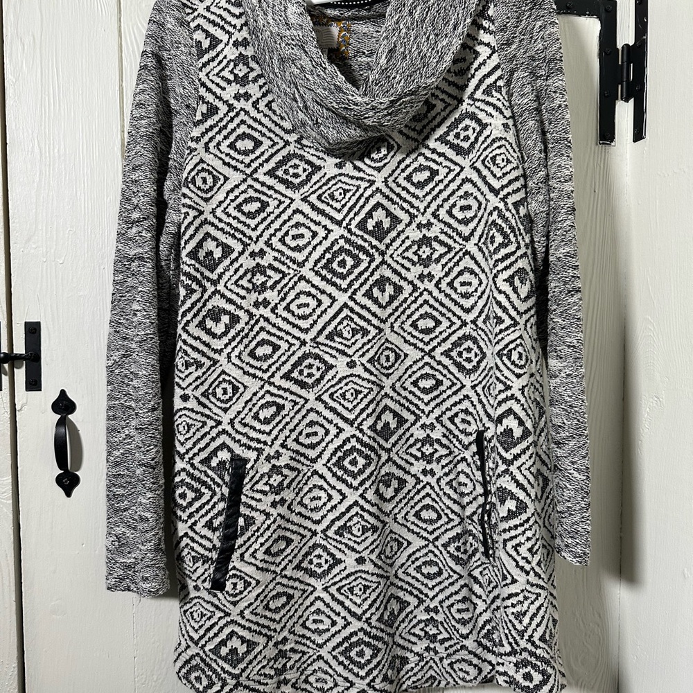 Stylish Black and White Cowl Neck Sweater